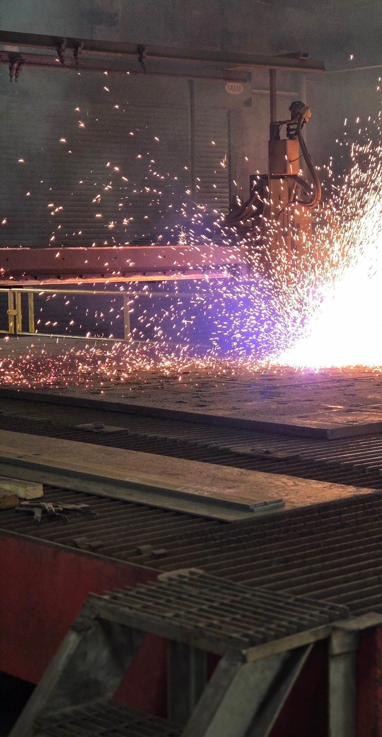 lockport-steel-structural-steel-fabrication Structural steel in the middle of the fabrication process in Lockport Steel's production facility.